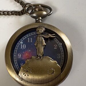 Bronze Little Prince Pocket Watch Necklace - Galaxy Dial